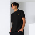 Velmont Noir Prestige Polo model wearing black premium cotton polo 